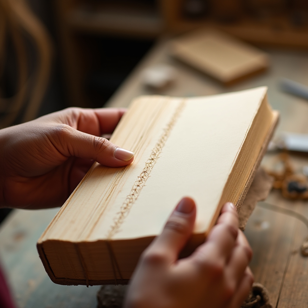 Longstitch vazba - šití hřbetu zápisníku